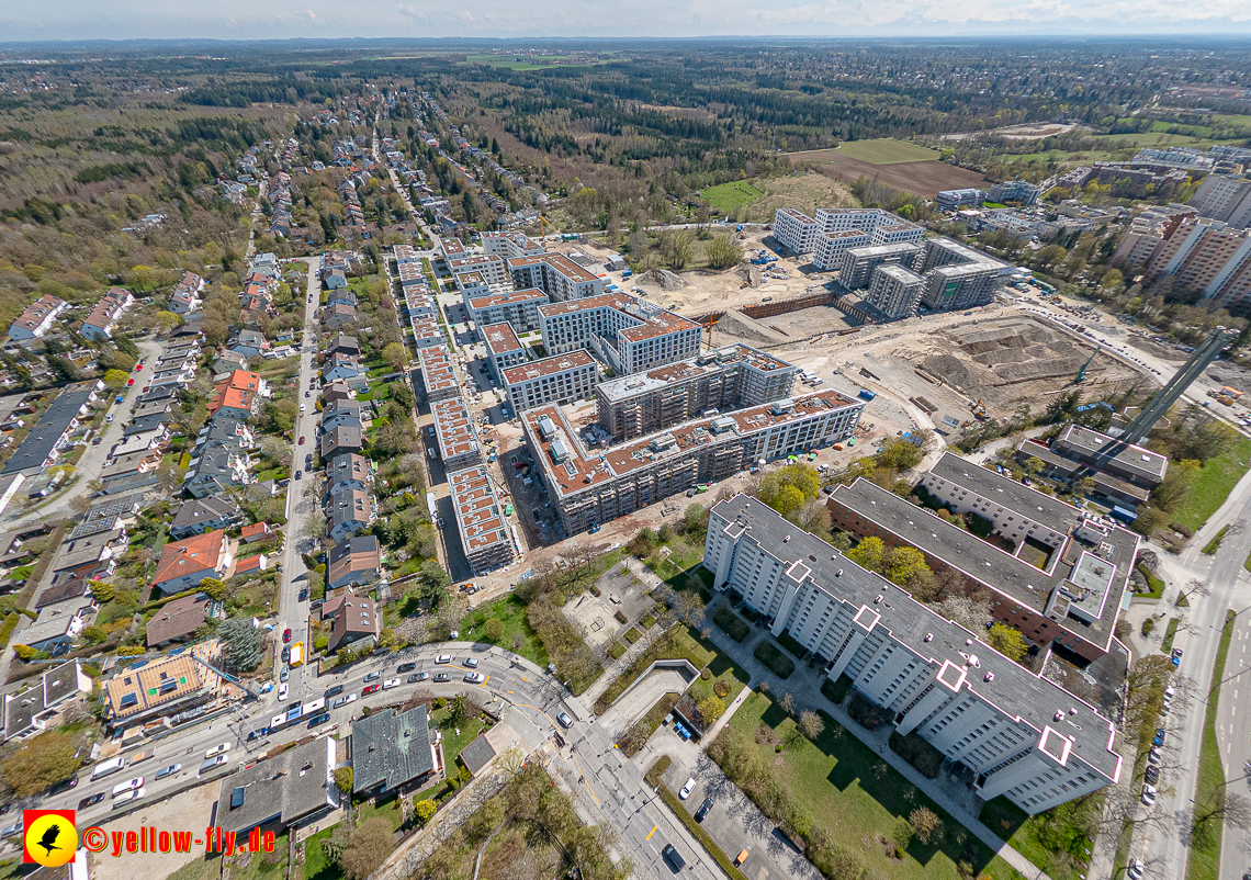 21.04.2023 - Luftbilder von der Baustelle Alexisquartier und Pandion Verde in Neuperlach